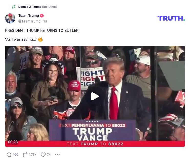 Post image from Donald Trump