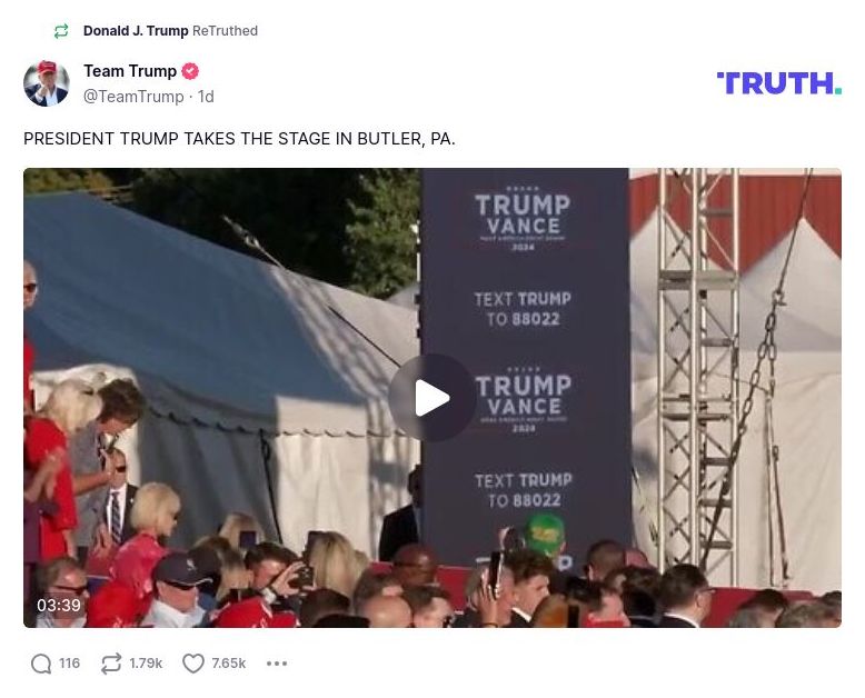 Post image from Donald Trump