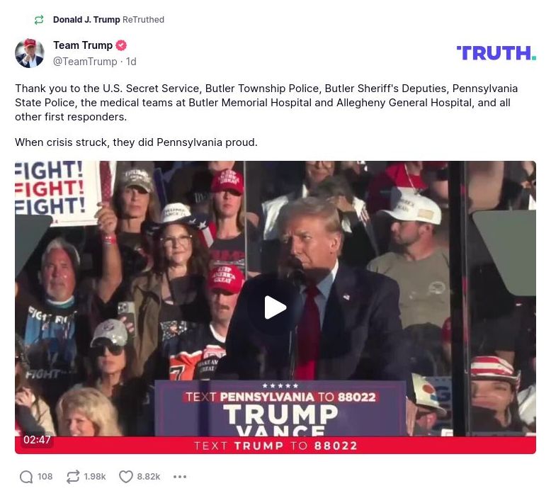 Post image from Donald Trump