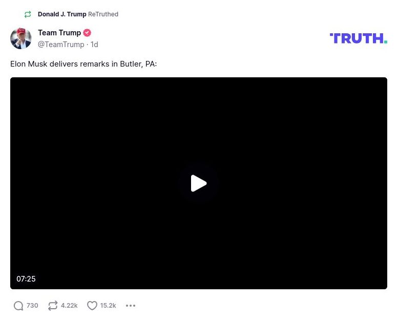 Post preview from Donald Trump