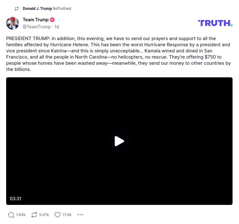 Post image from Donald Trump