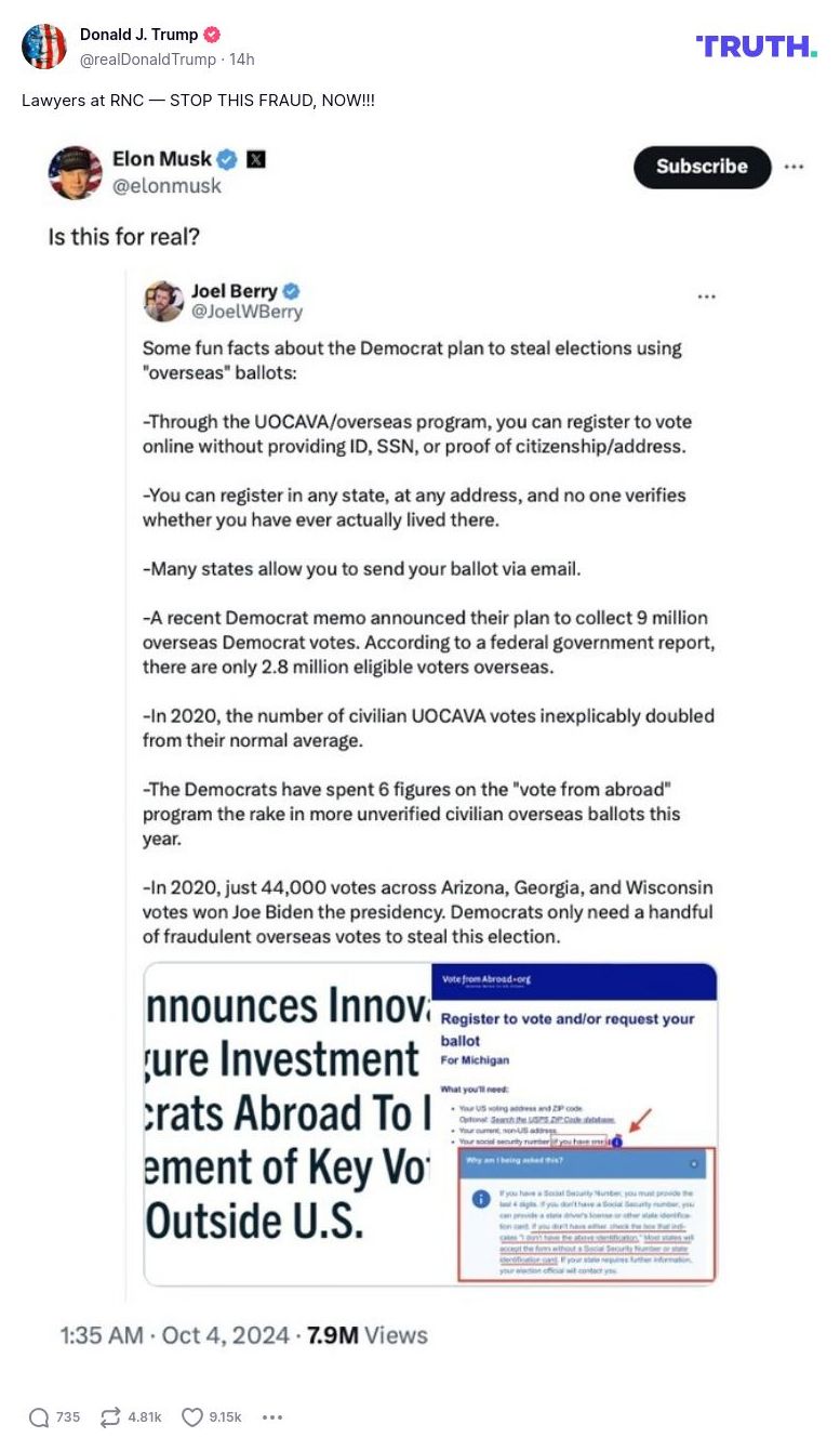 Post image from Donald Trump