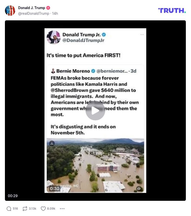 Post image from Donald Trump