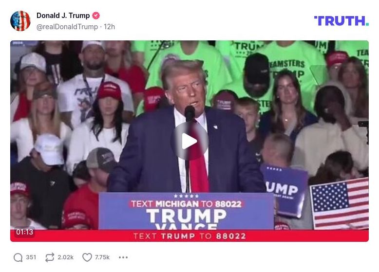 Post image from Donald Trump