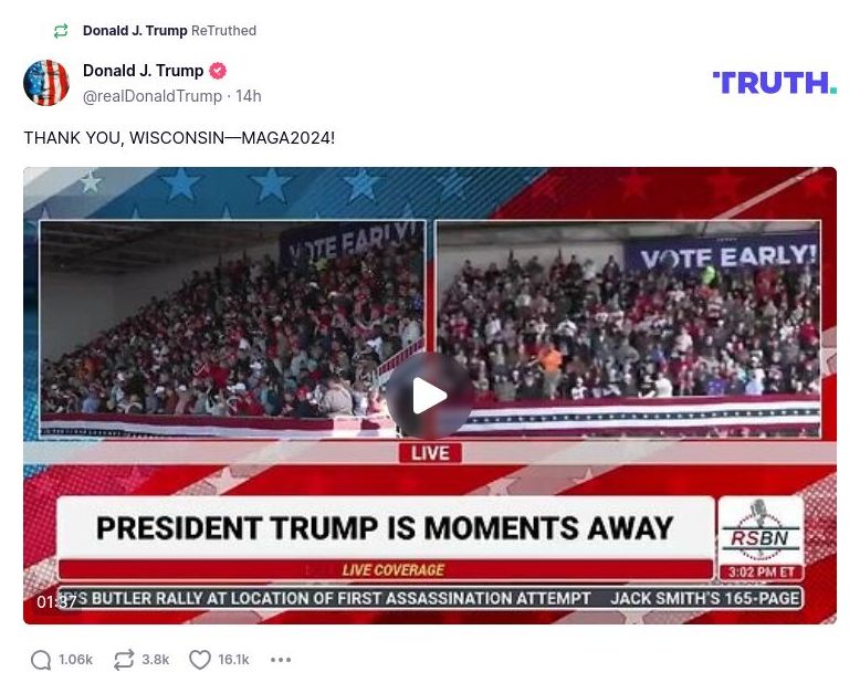 Post image from Donald Trump