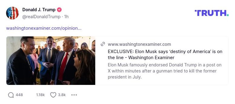 Post preview from Donald Trump