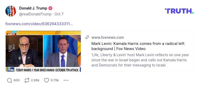 Post image from Donald Trump