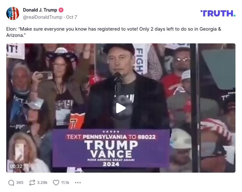 Post image from Donald Trump