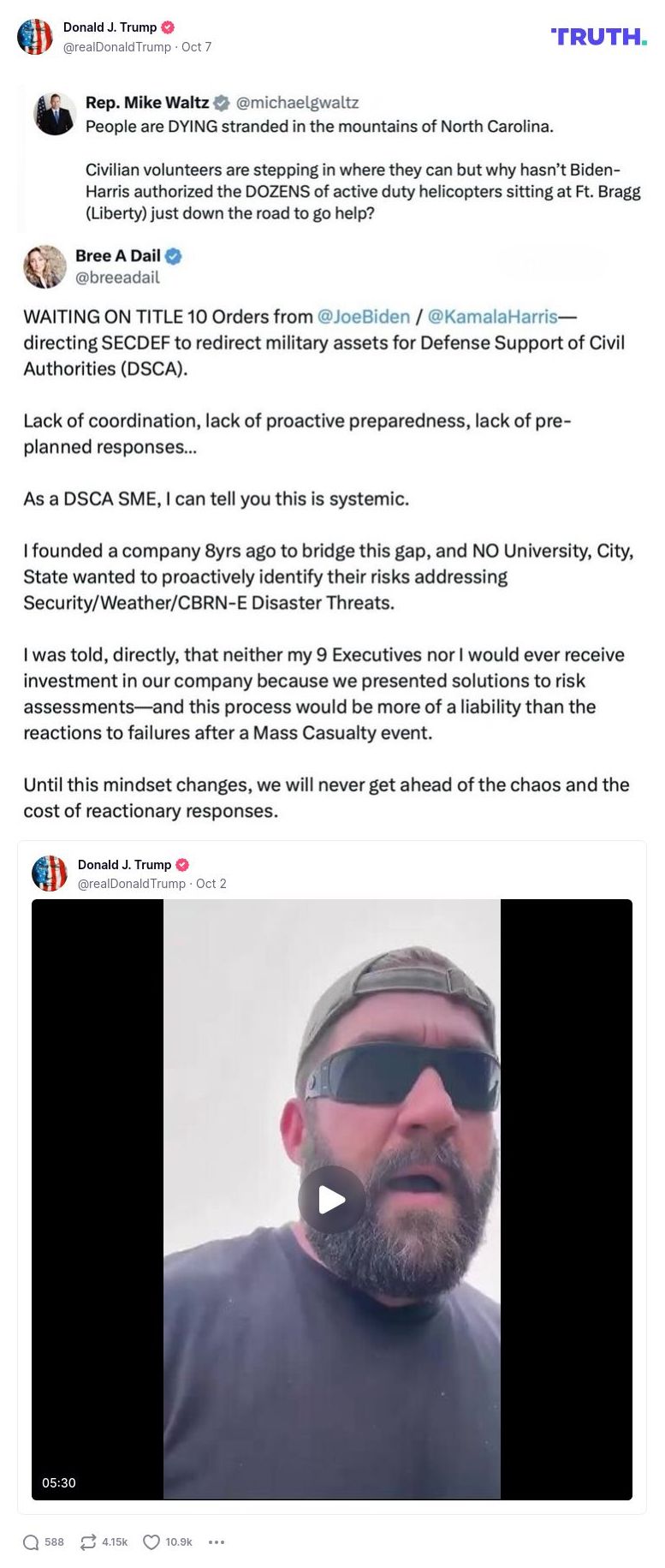 Post image from Donald Trump