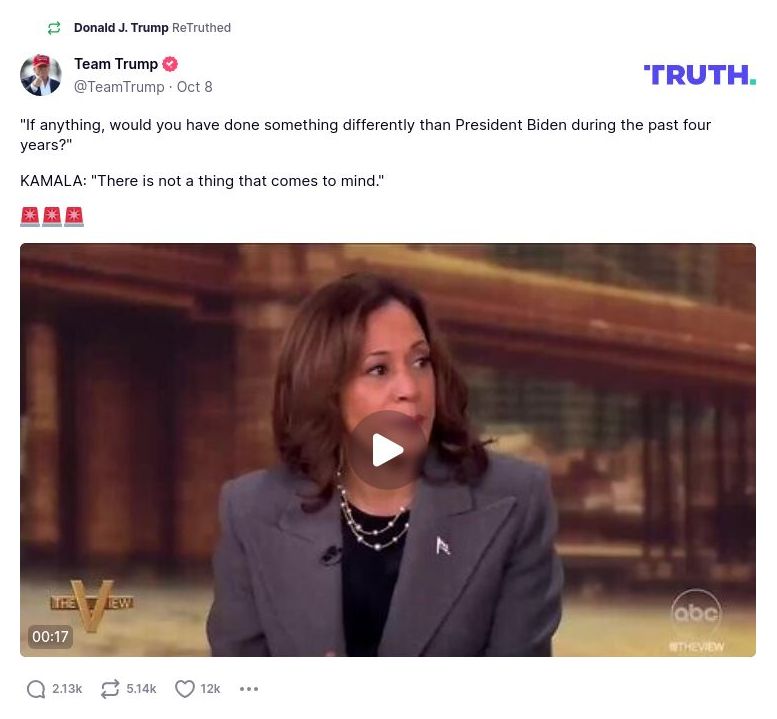 Post preview from Donald Trump