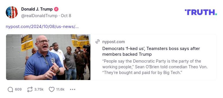 Post image from Donald Trump