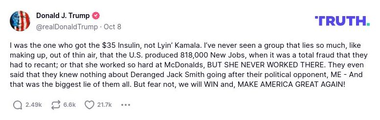 Post image from Donald Trump