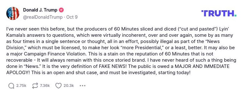 Post image from Donald Trump