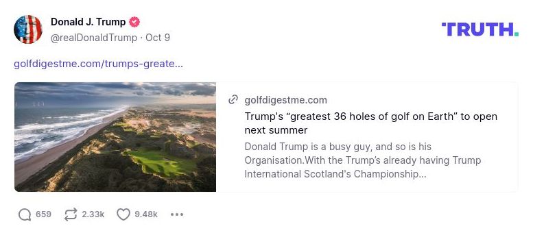 Post image from Donald Trump