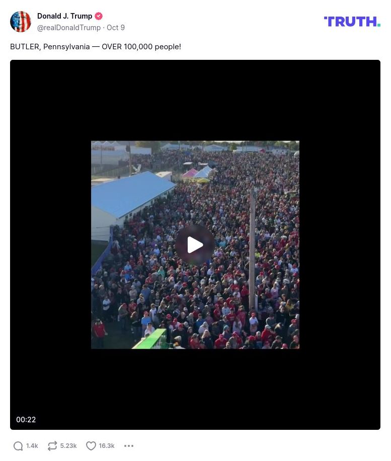 Post image from Donald Trump