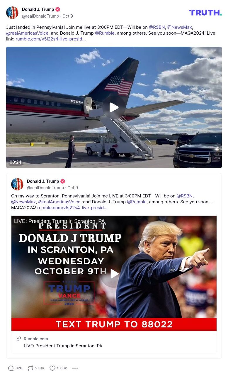 Post image from Donald Trump