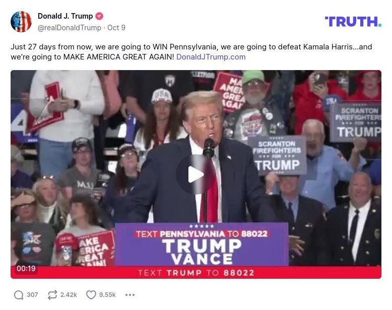 Post image from Donald Trump