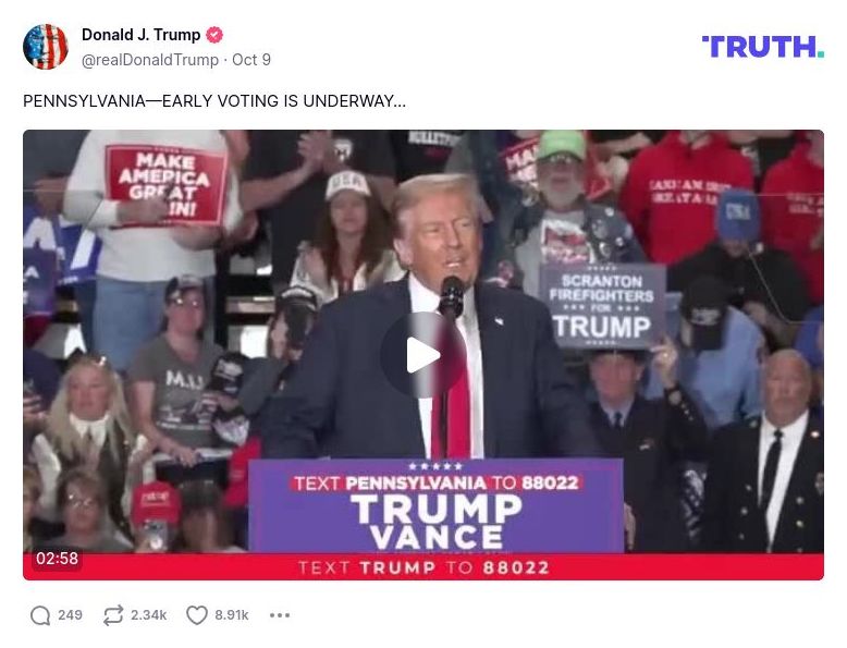 Post image from Donald Trump