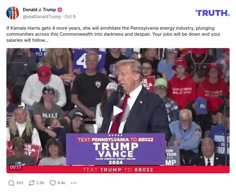 Post image from Donald Trump