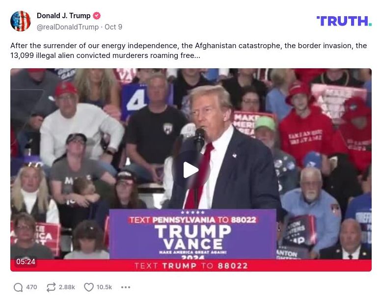 Post image from Donald Trump