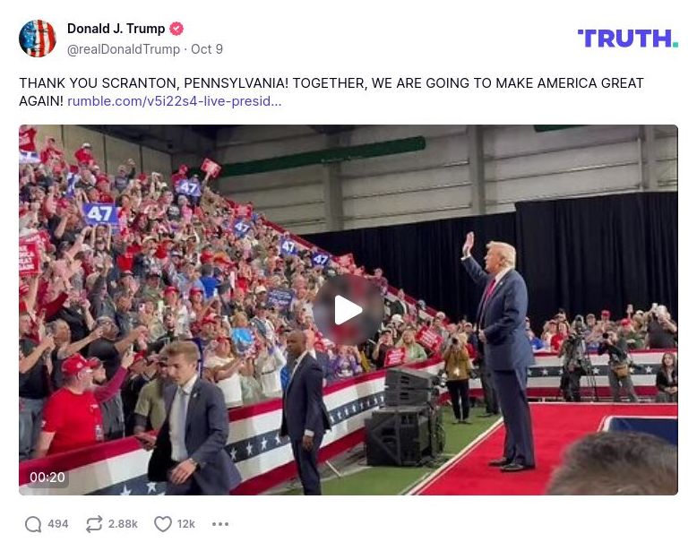 Post image from Donald Trump