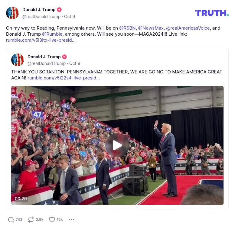 Post image from Donald Trump