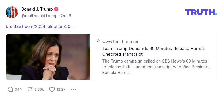 Post image from Donald Trump