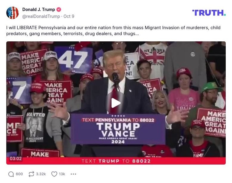 Post image from Donald Trump