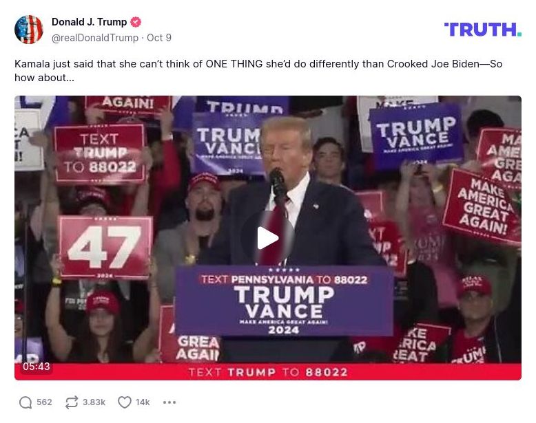 Post preview from Donald Trump