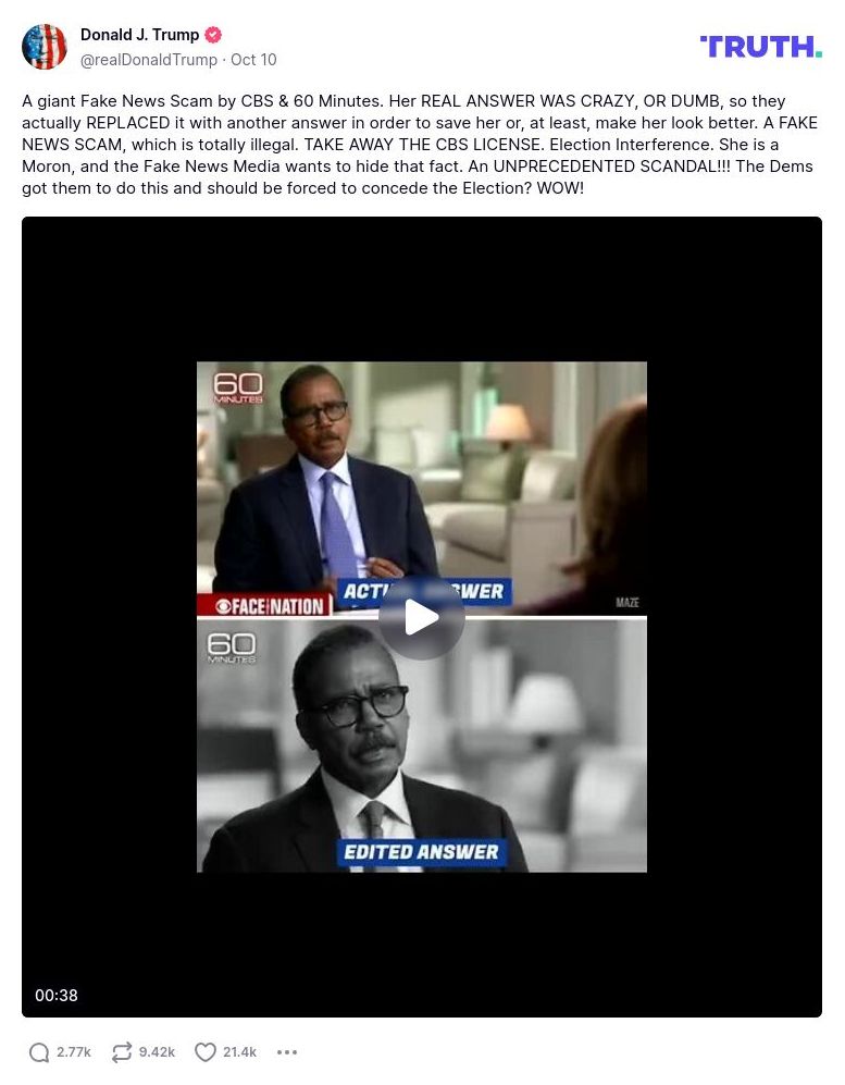 Post image from Donald Trump