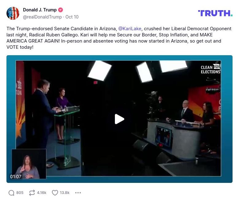 Post preview from Donald Trump