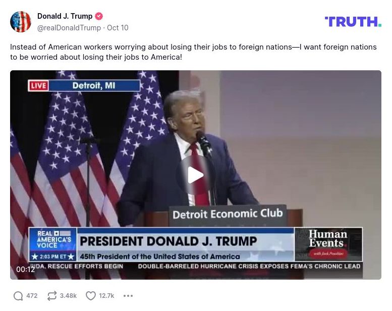 Post image from Donald Trump