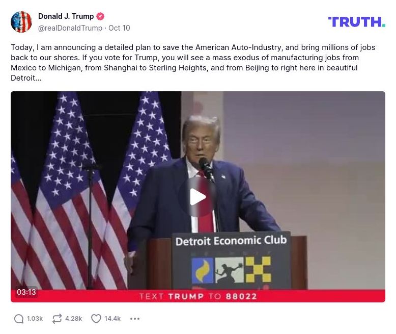 Post image from Donald Trump