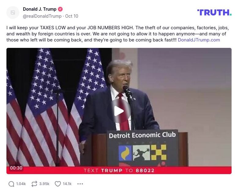 Post image from Donald Trump