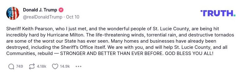 Post image from Donald Trump