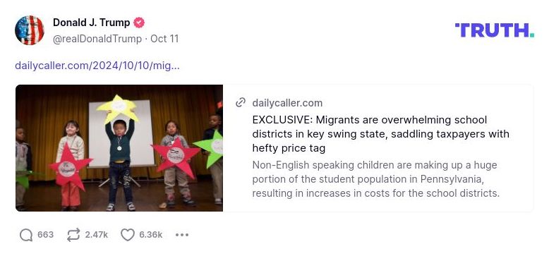 Post image from Donald Trump