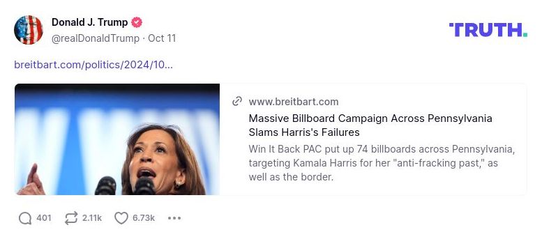 Post preview from Donald Trump