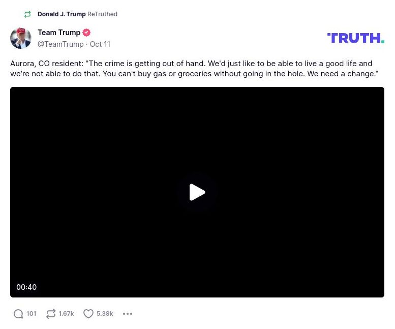 Post image from Donald Trump