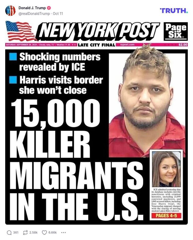 Post image from Donald Trump