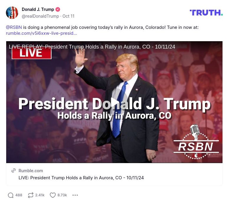 Post image from Donald Trump