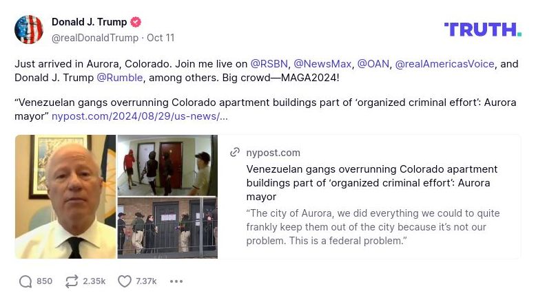 Post image from Donald Trump