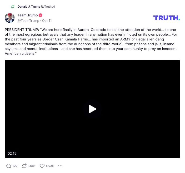 Post image from Donald Trump