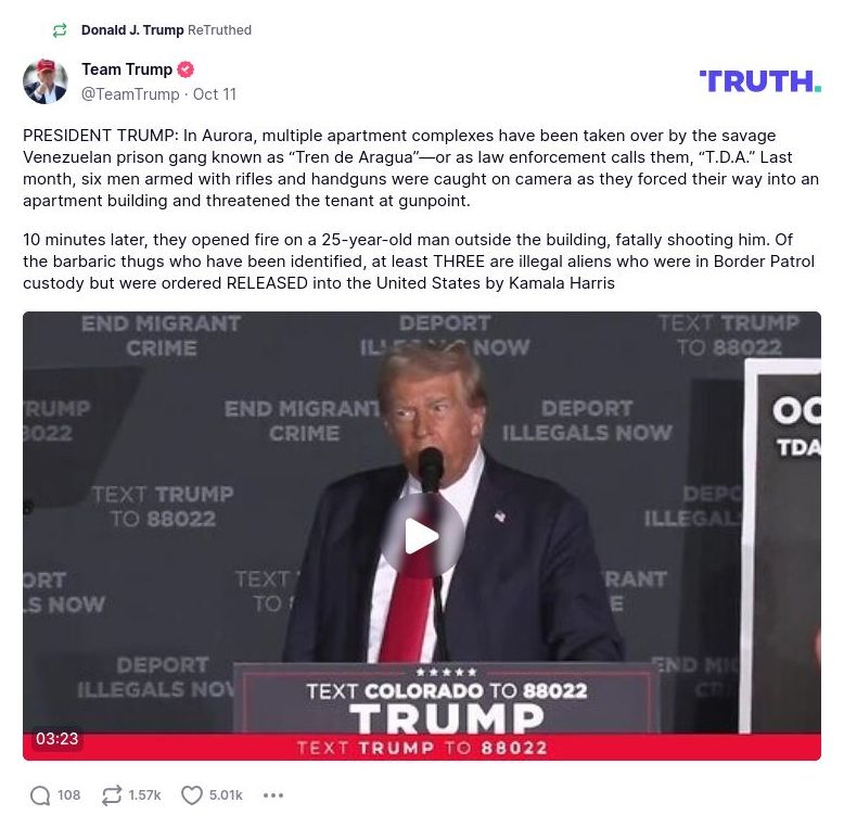 Post image from Donald Trump