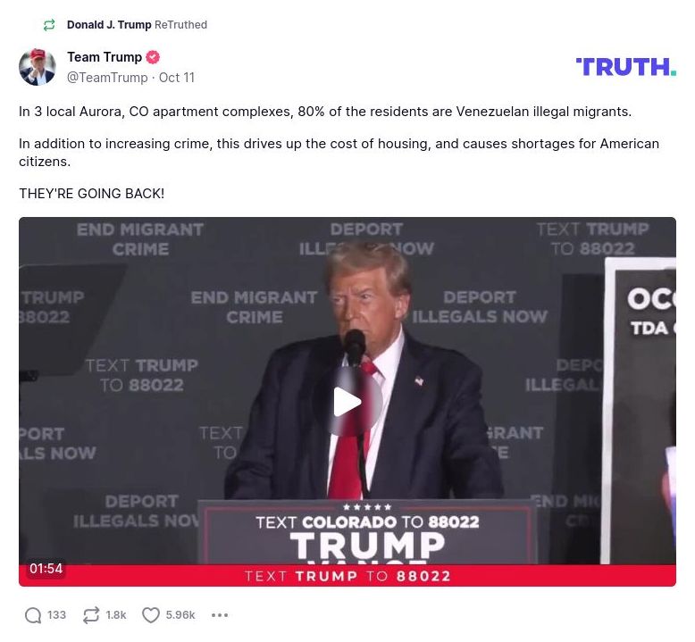 Post image from Donald Trump