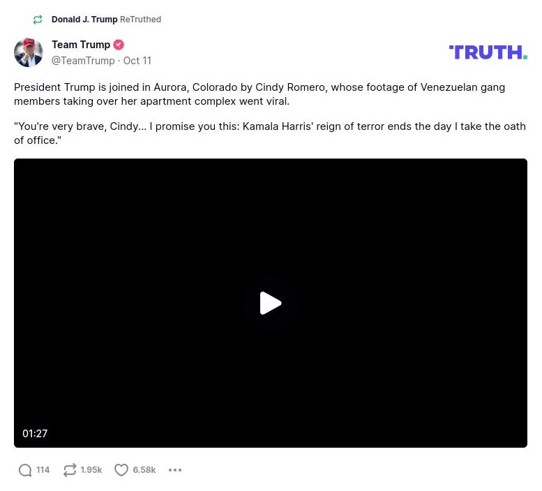 Post image from Donald Trump