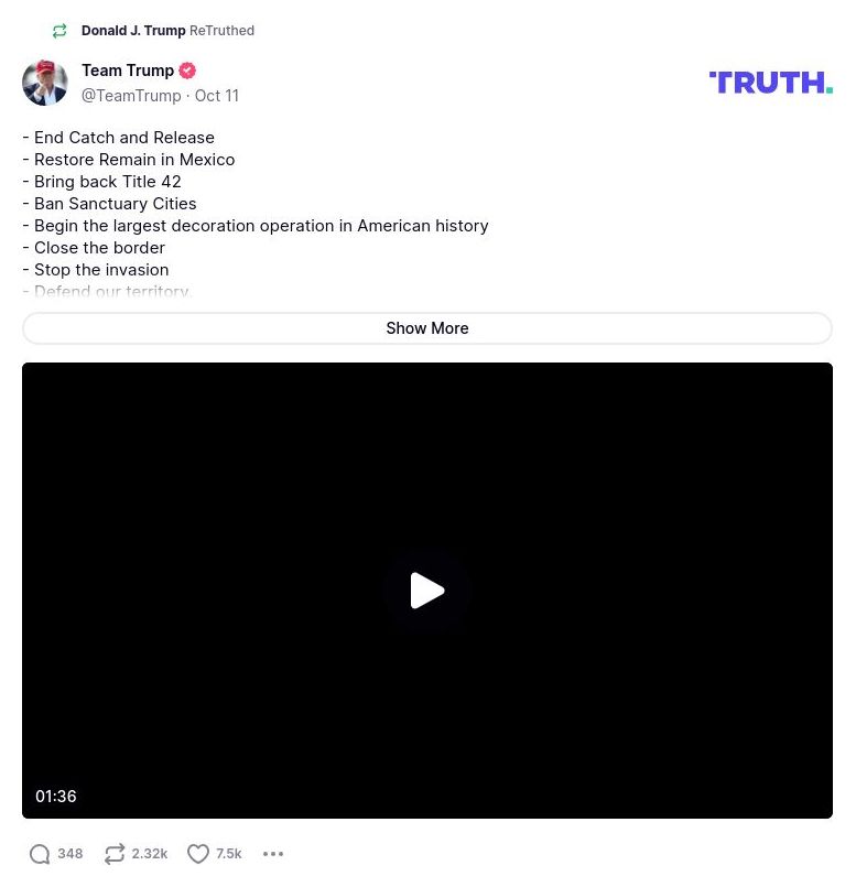 Post image from Donald Trump