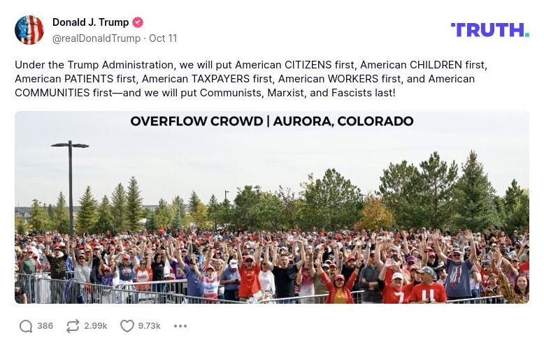 Post image from Donald Trump