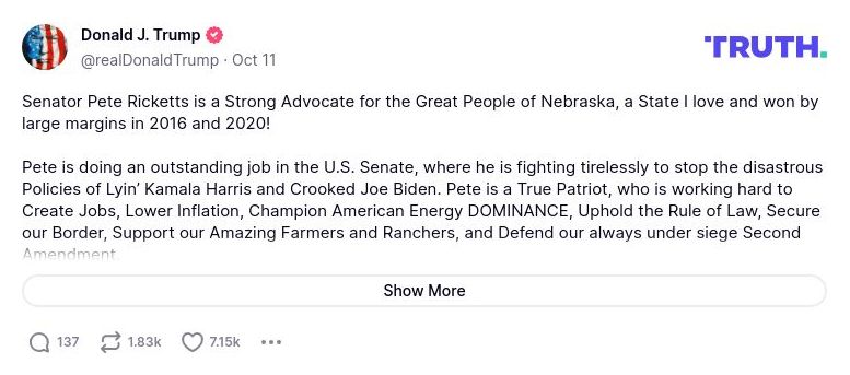 Post preview from Donald Trump