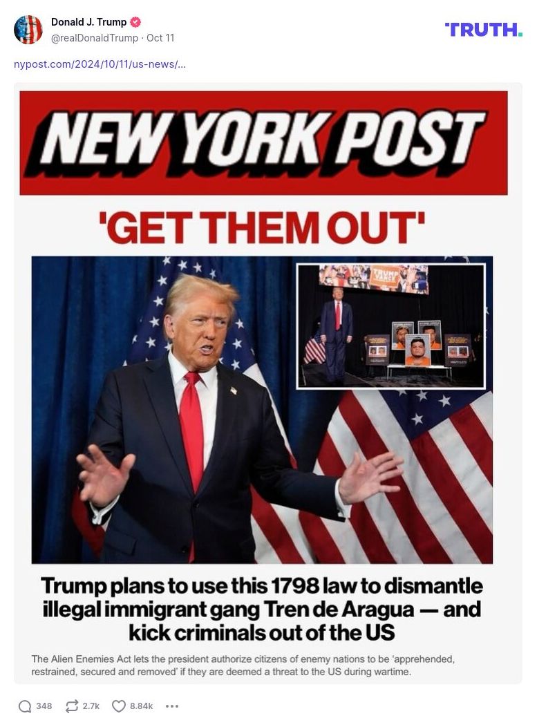 Post image from Donald Trump