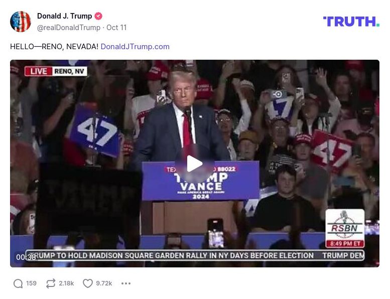 Post image from Donald Trump